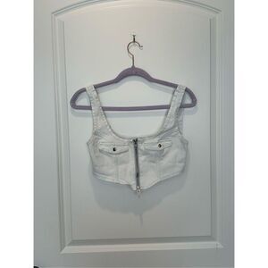 WeWoreWhat Denim Zipper Front Bra Top Size Small